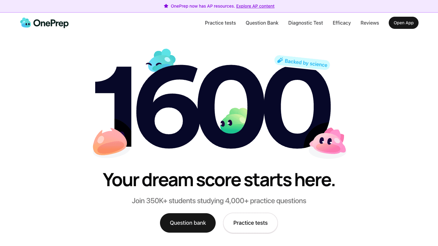 OnePrep landing page